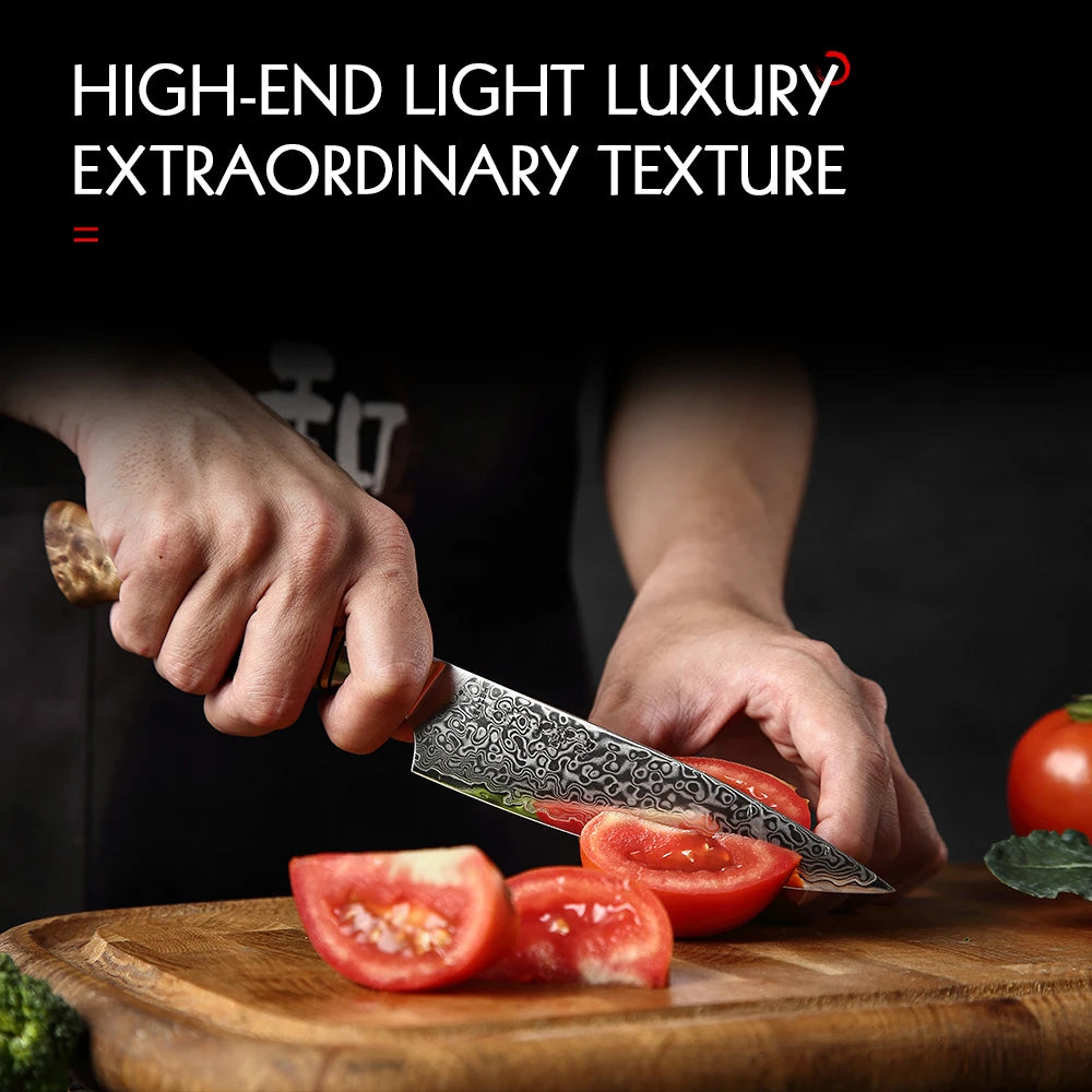 HEZHEN 5" Utility Knife – 67-Layer Damascus Super Steel