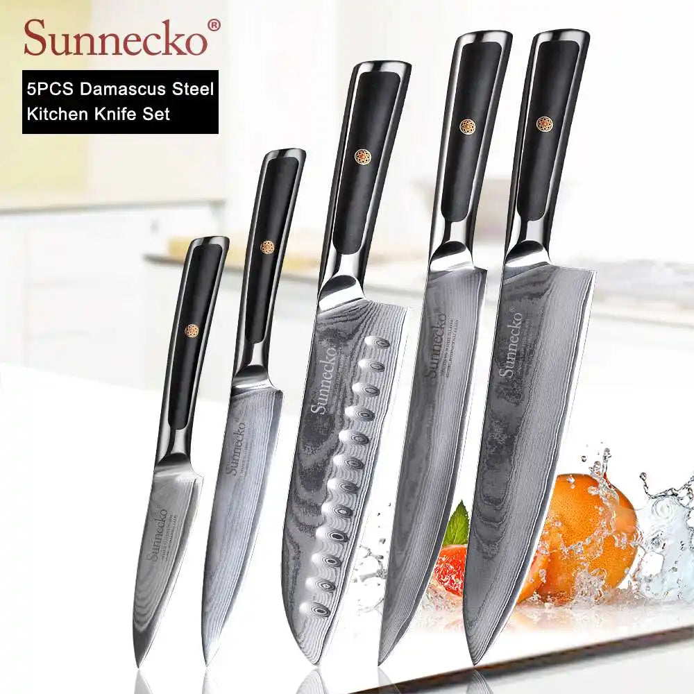 SUNNECKO Damascus Knife Set