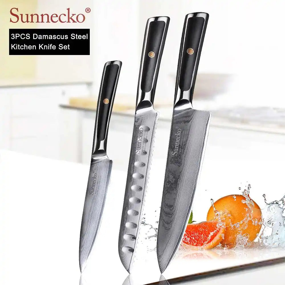 SUNNECKO Damascus Knife Set