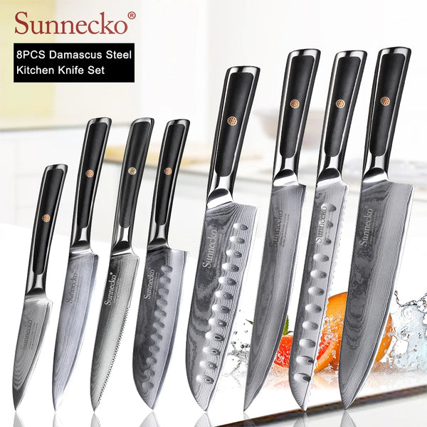 SUNNECKO Damascus Knife Set