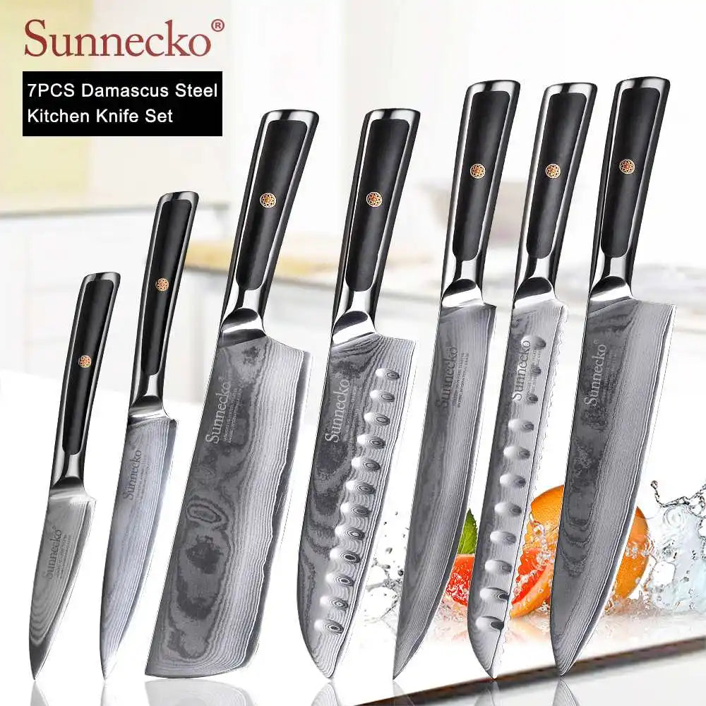 SUNNECKO Damascus Knife Set
