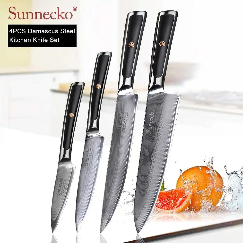 SUNNECKO Damascus Knife Set