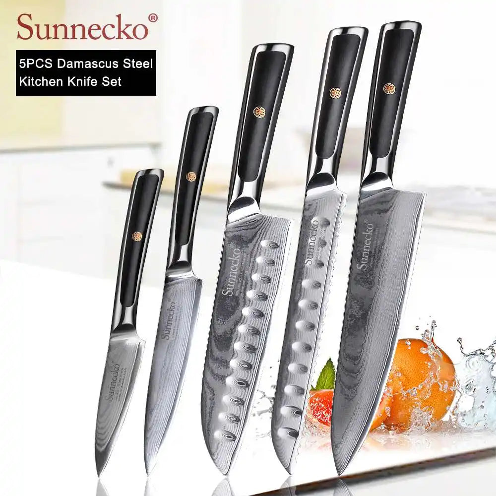 SUNNECKO Damascus Knife Set