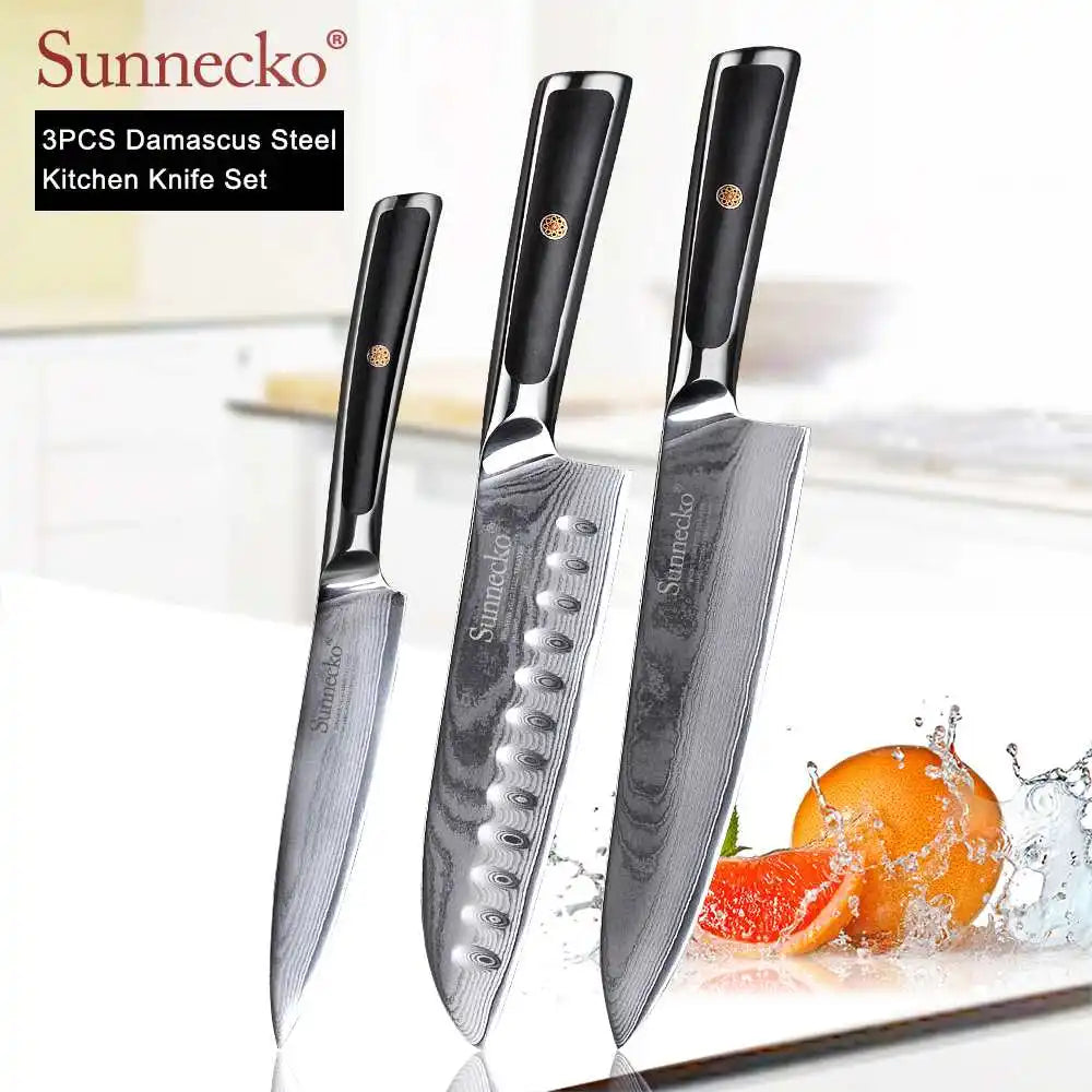SUNNECKO Damascus Knife Set
