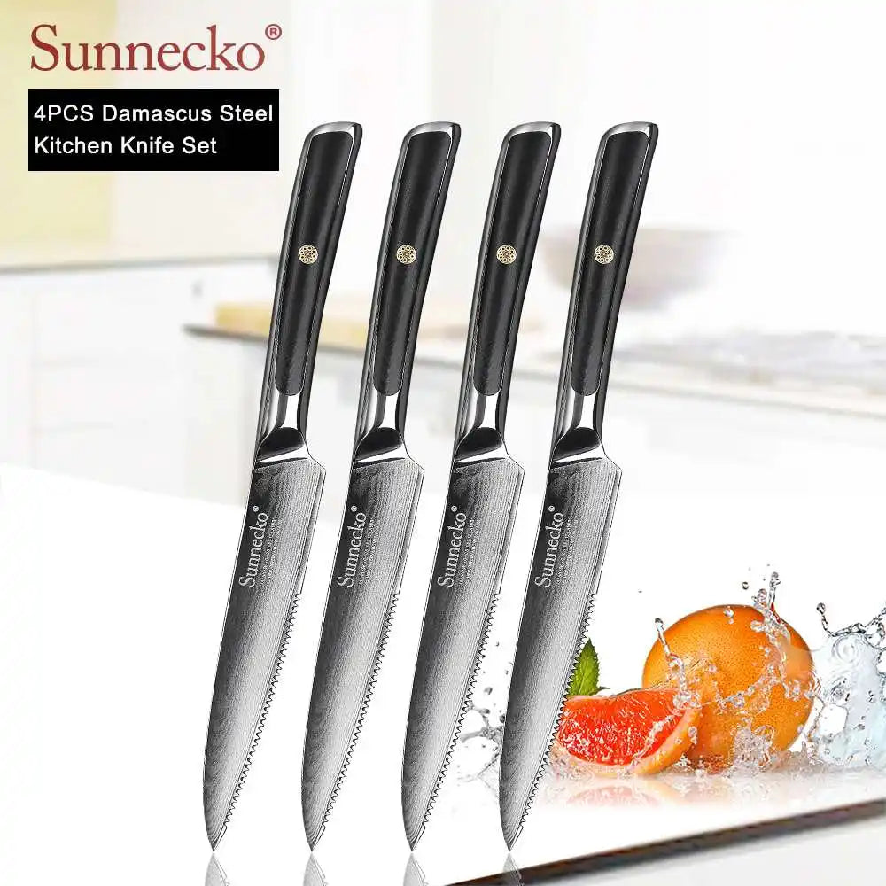 SUNNECKO Damascus Knife Set