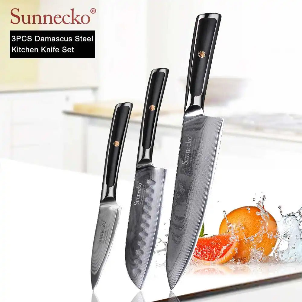 SUNNECKO Damascus Knife Set