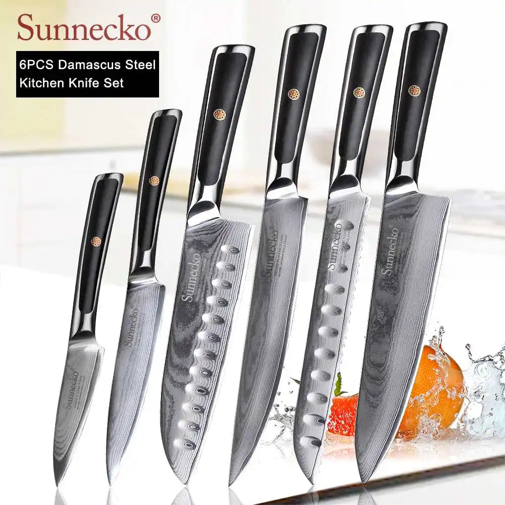 SUNNECKO Damascus Knife Set