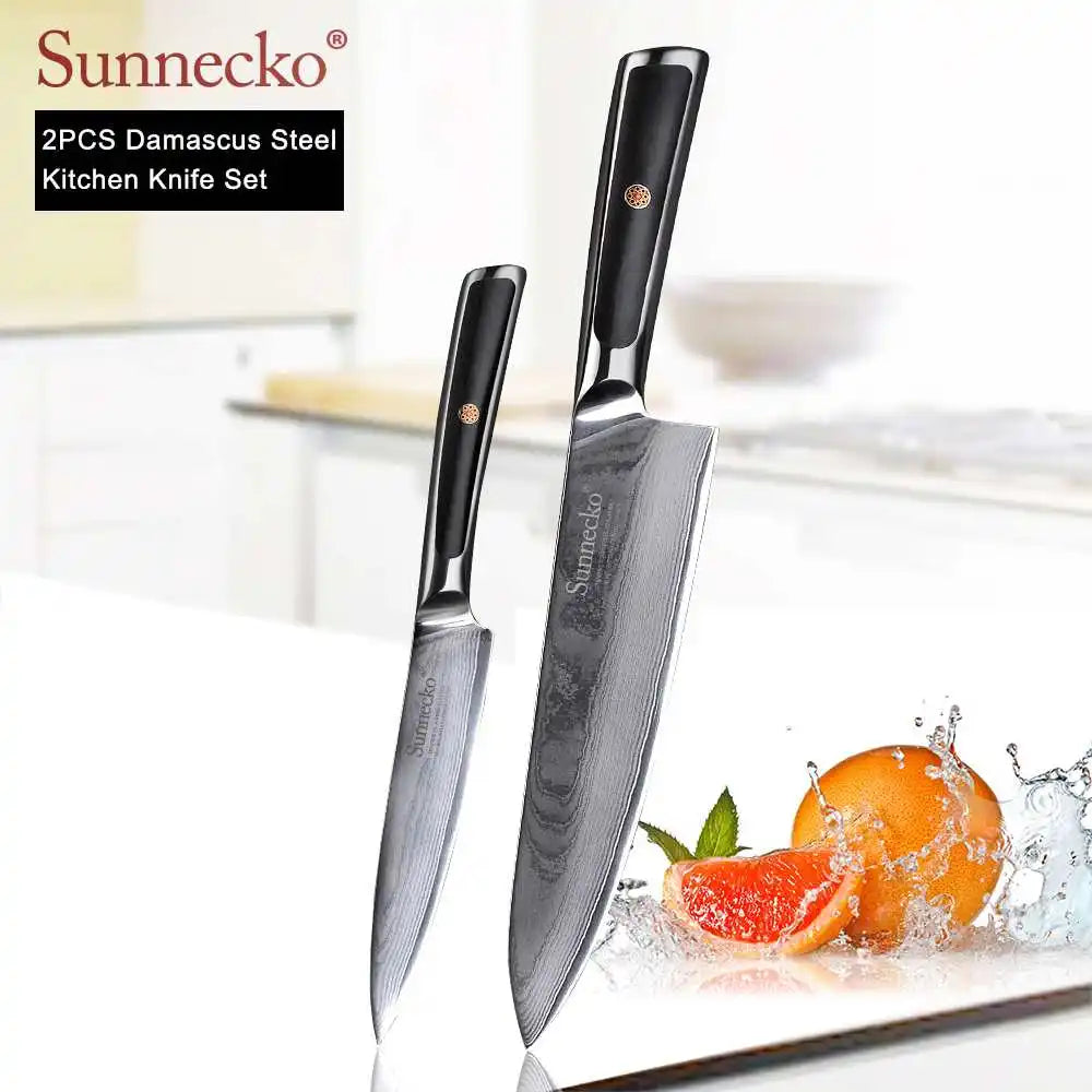 SUNNECKO Damascus Knife Set