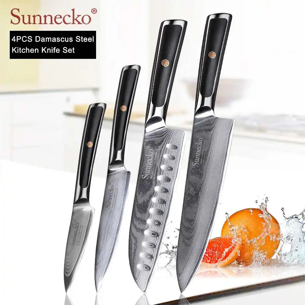 SUNNECKO Damascus Knife Set