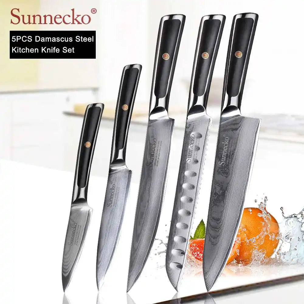 SUNNECKO Damascus Knife Set
