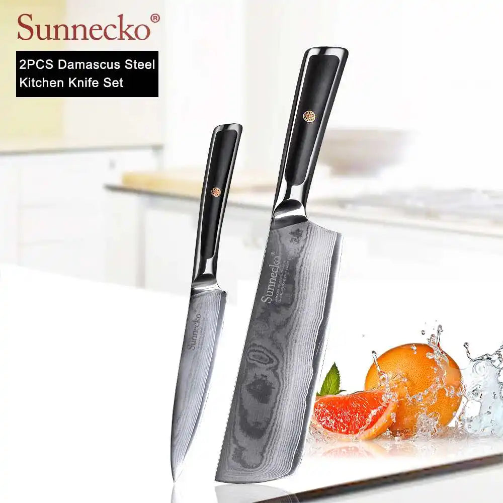 SUNNECKO Damascus Knife Set