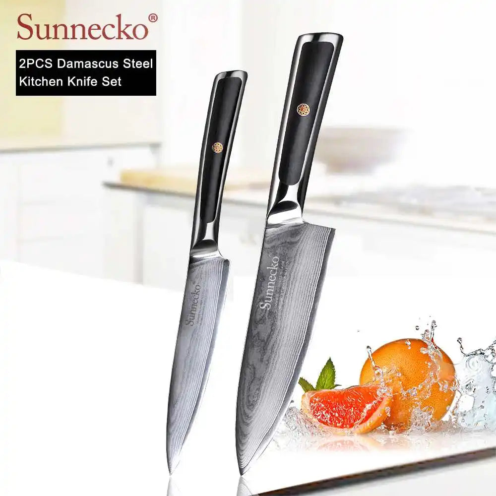 SUNNECKO Damascus Knife Set