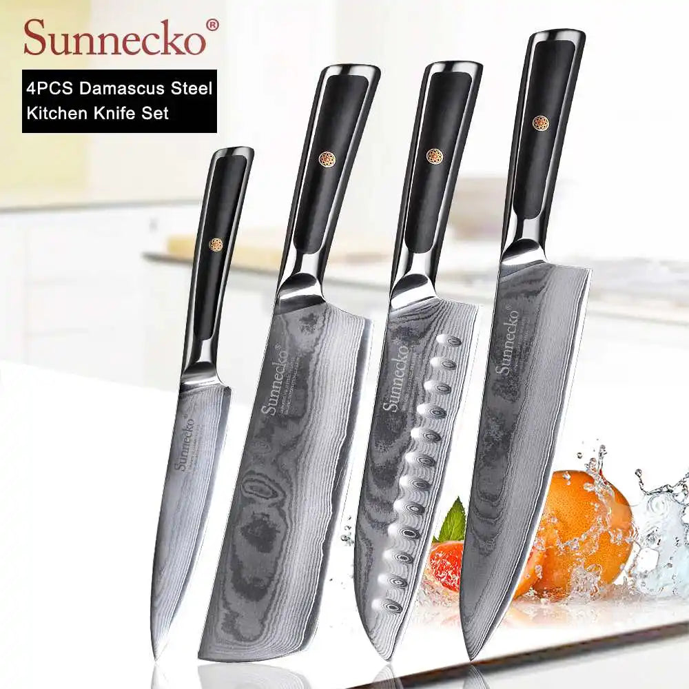 SUNNECKO Damascus Knife Set