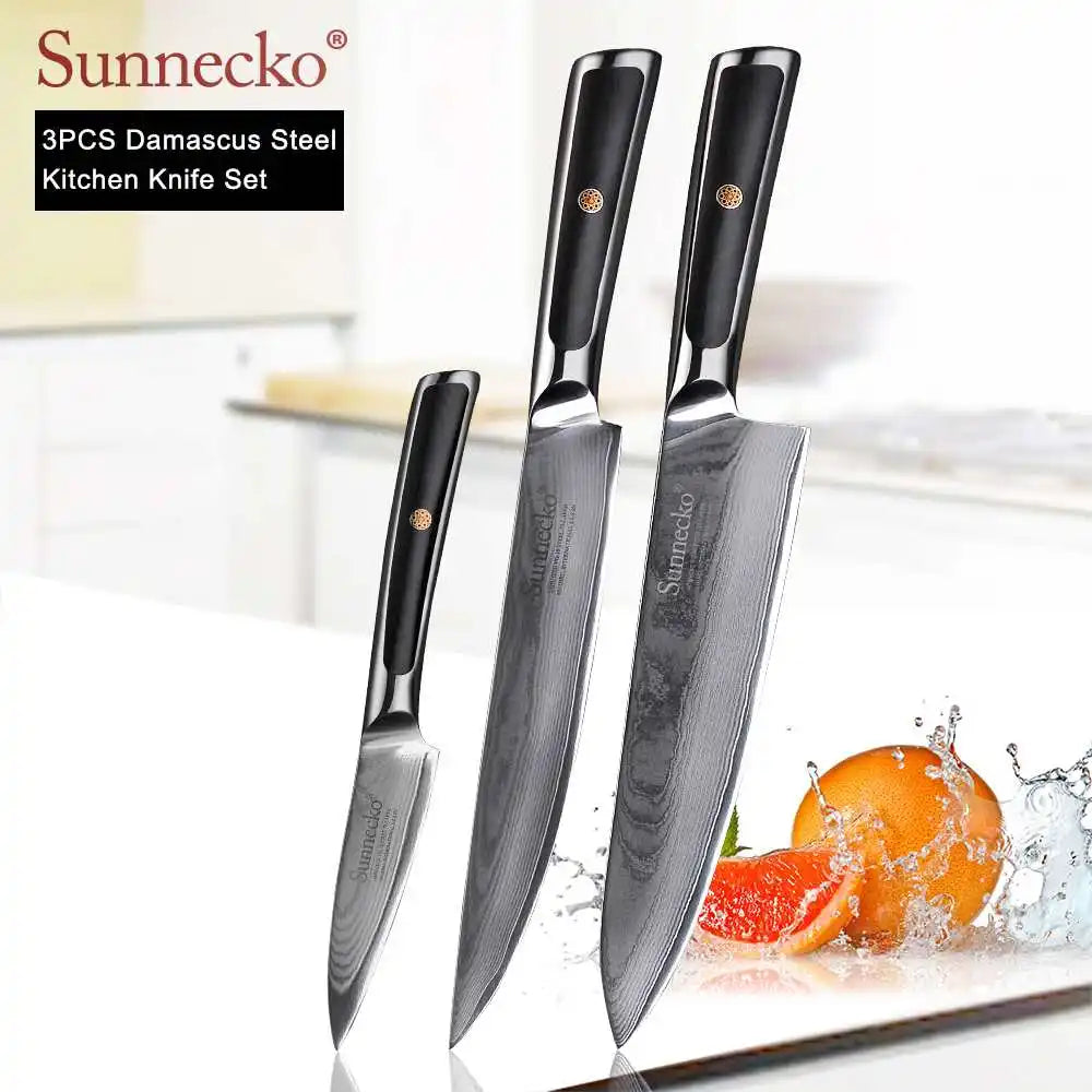 SUNNECKO Damascus Knife Set