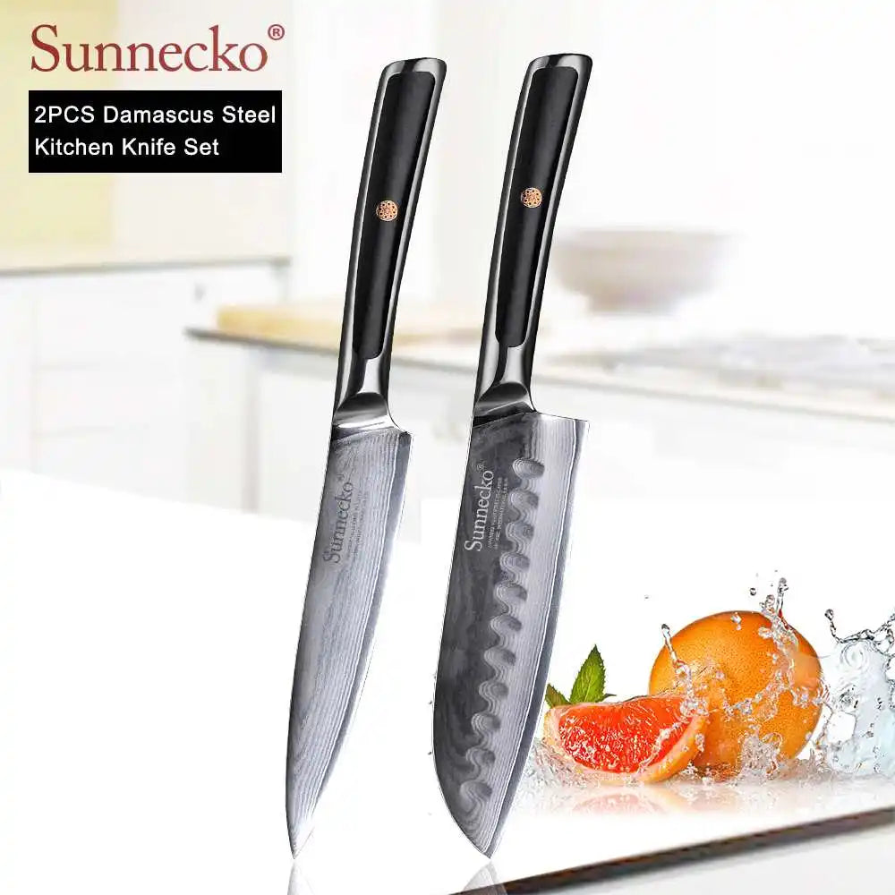 SUNNECKO Damascus Knife Set