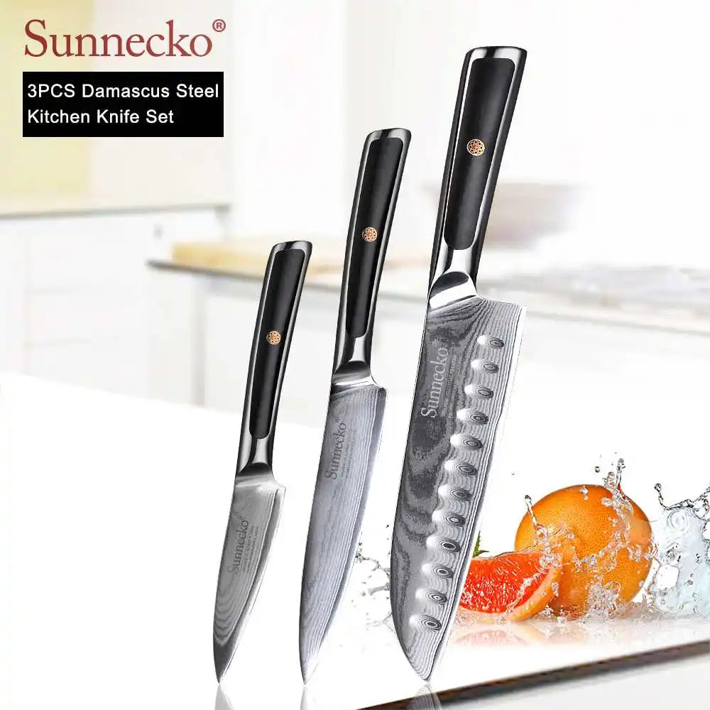 SUNNECKO Damascus Knife Set