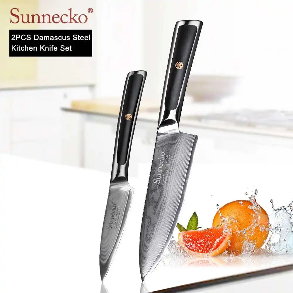SUNNECKO Damascus Knife Set