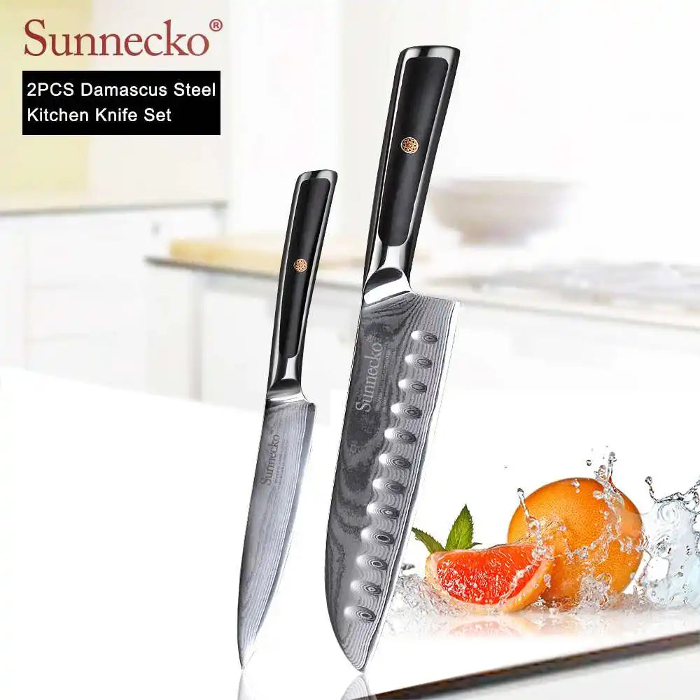 SUNNECKO Damascus Knife Set