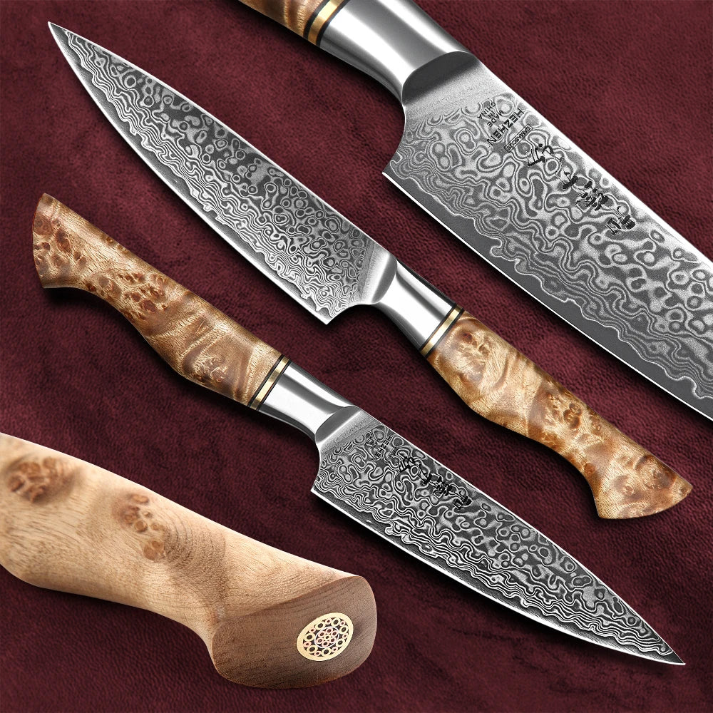 HEZHEN 5" Utility Knife – 67-Layer Damascus Super Steel