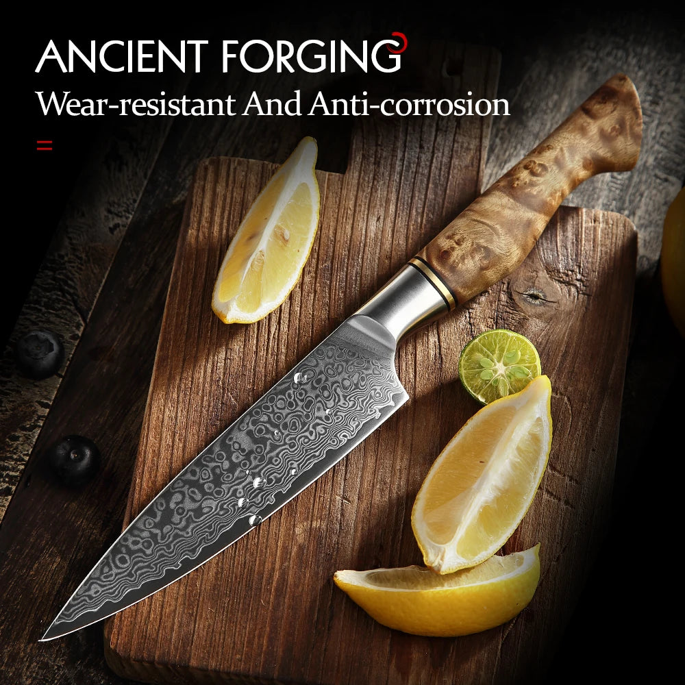 HEZHEN 5" Utility Knife – 67-Layer Damascus Super Steel