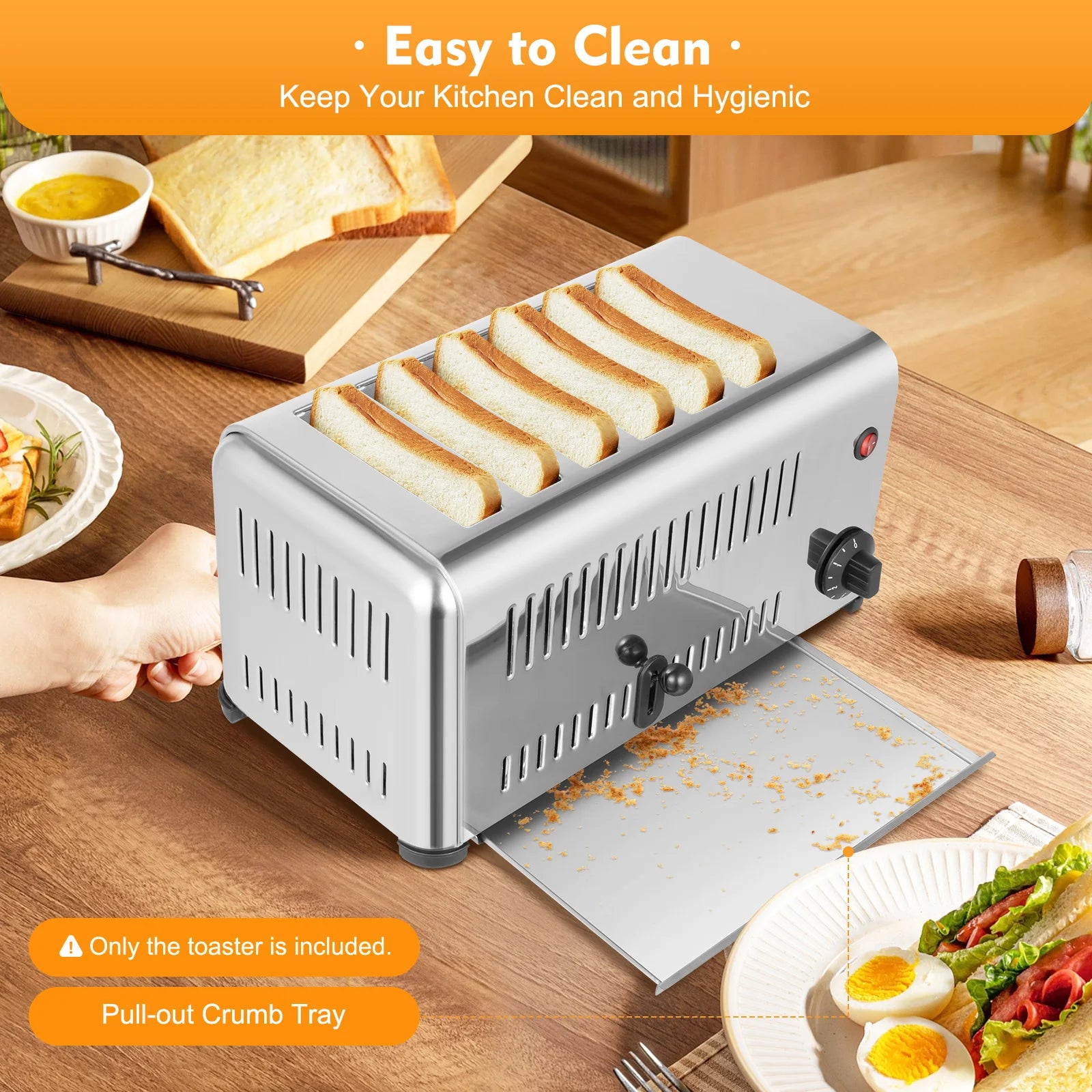 Commercial 6-Slice Stainless Steel Pop-Up Toaster