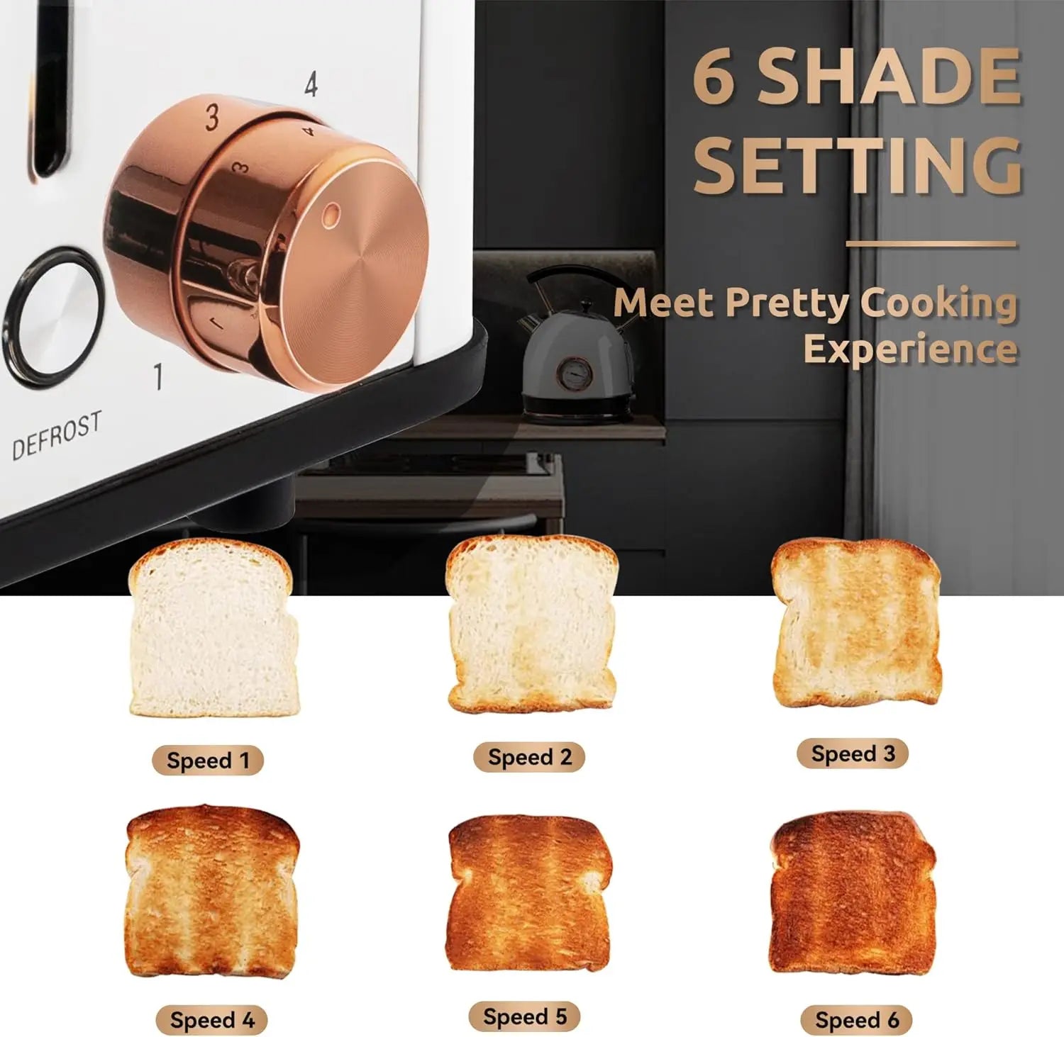 2 Long Wide Slots for Bagels, Waffles, Toast, 6 Browning Levels Toaster