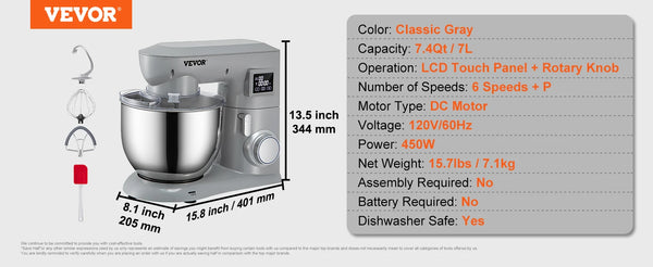 VEVOR Stand Mixer – 450W Electric Dough Mixer