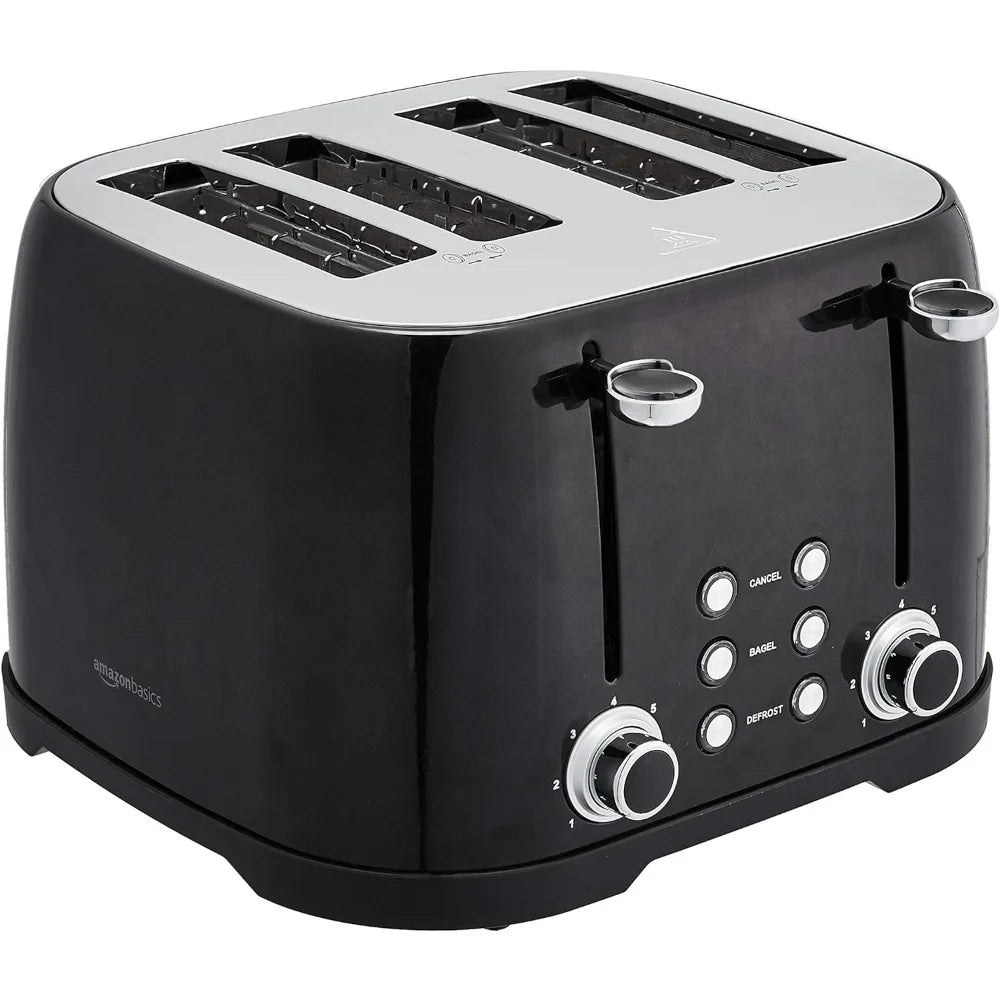 4-Slot Black Toaster – Bread Toast Machine for Kitchen & Home