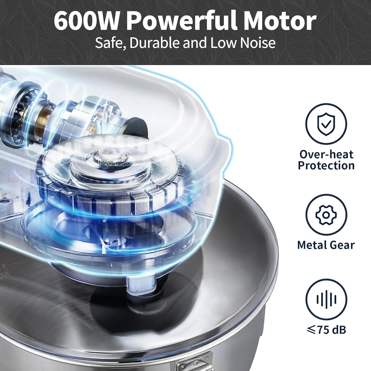 Stand Mixer – 6QT, 600W Tilt-Head Dough Mixer