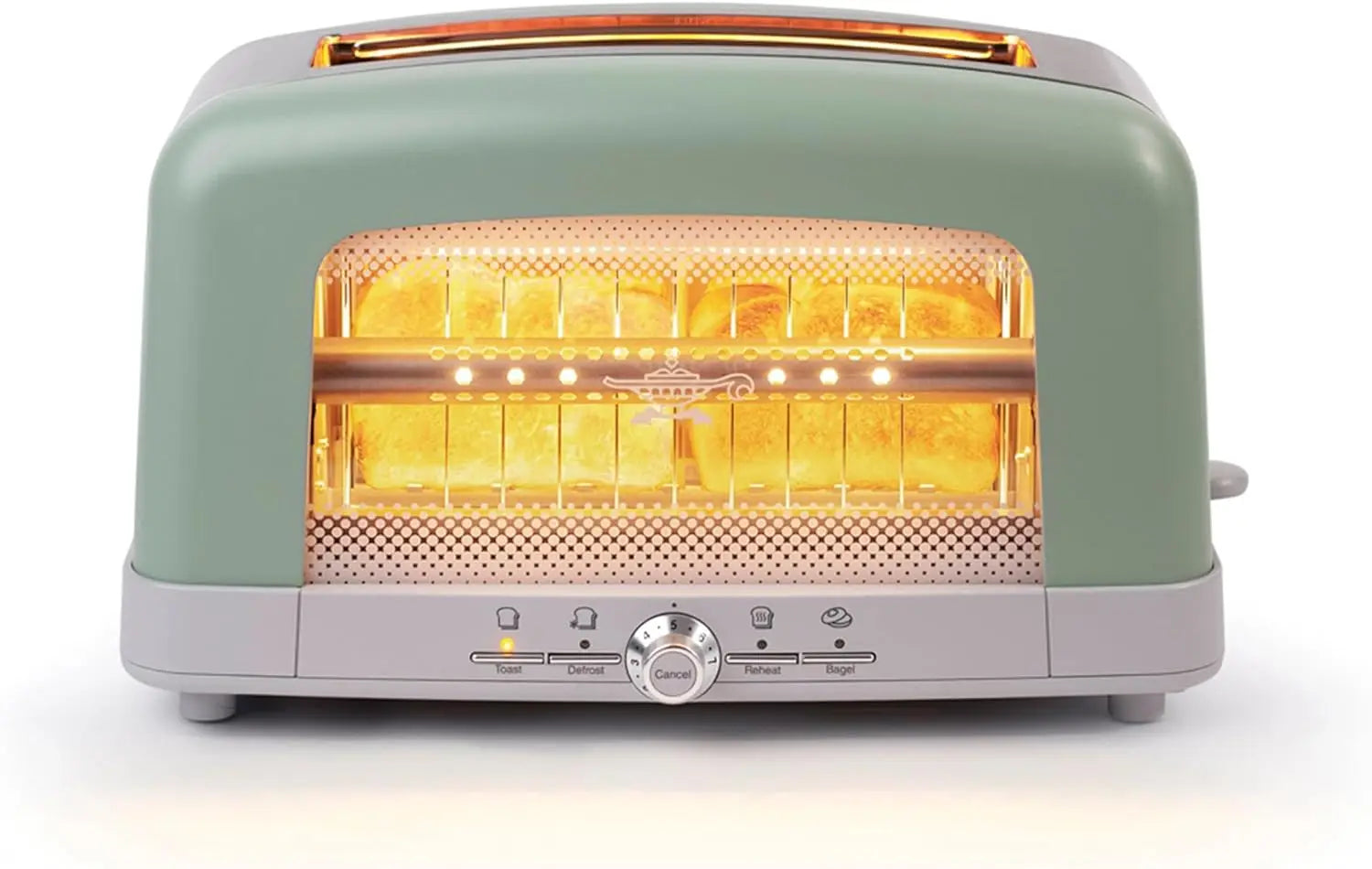 Pop-Up Toaster – 7 Heat Settings, Bagel Mode, Olive/Brushed Nickel Design