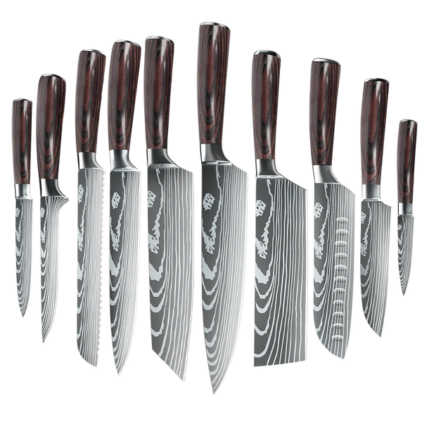 10-Piece Kitchen Knife Set – Laser Damascus Pattern