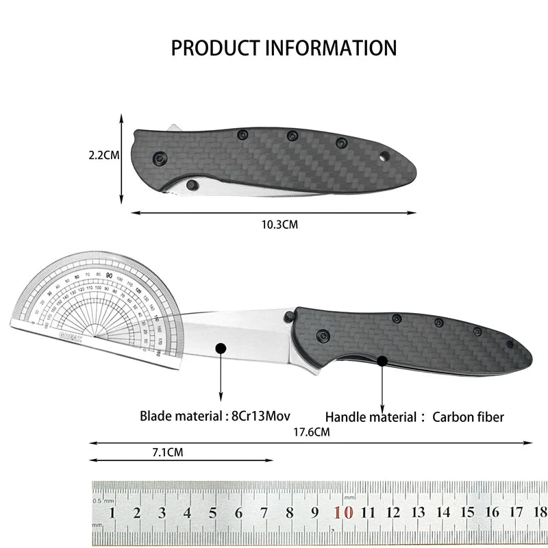 1660 Folding Pocket Knife – Carbon Fiber G10, EDC Survival Tool