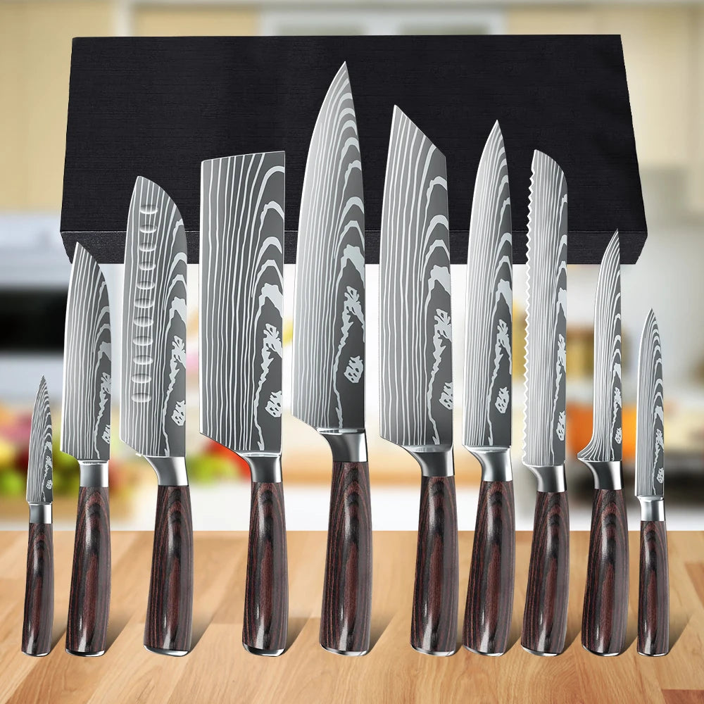 10-Piece Kitchen Knife Set – Laser Damascus Pattern