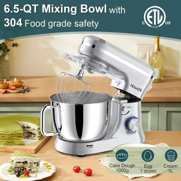 Electric Stand Mixer – 10+P Speeds, 6.5QT Stainless Steel Bowl