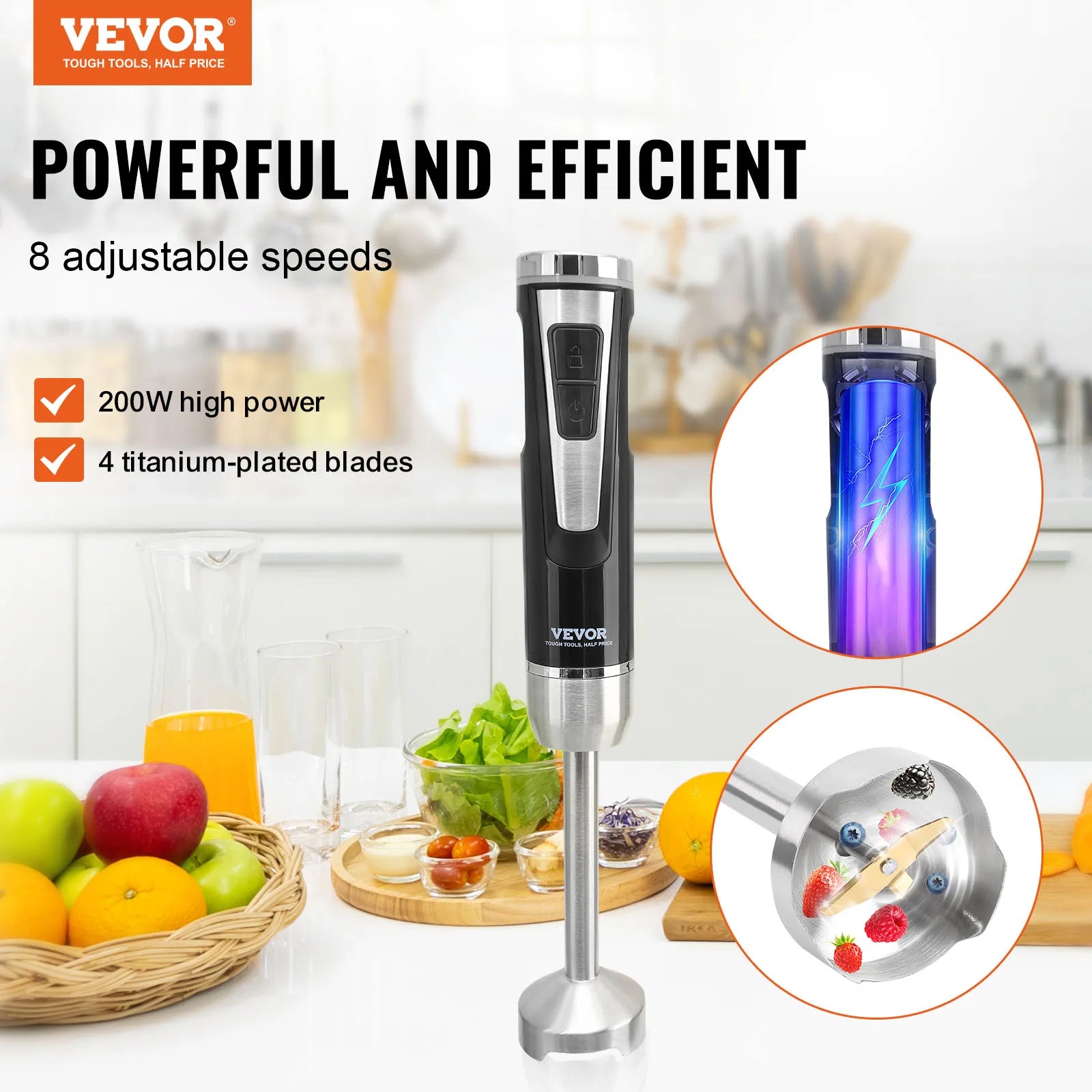 VEVOR 8-Speed Immersion Mini Blender