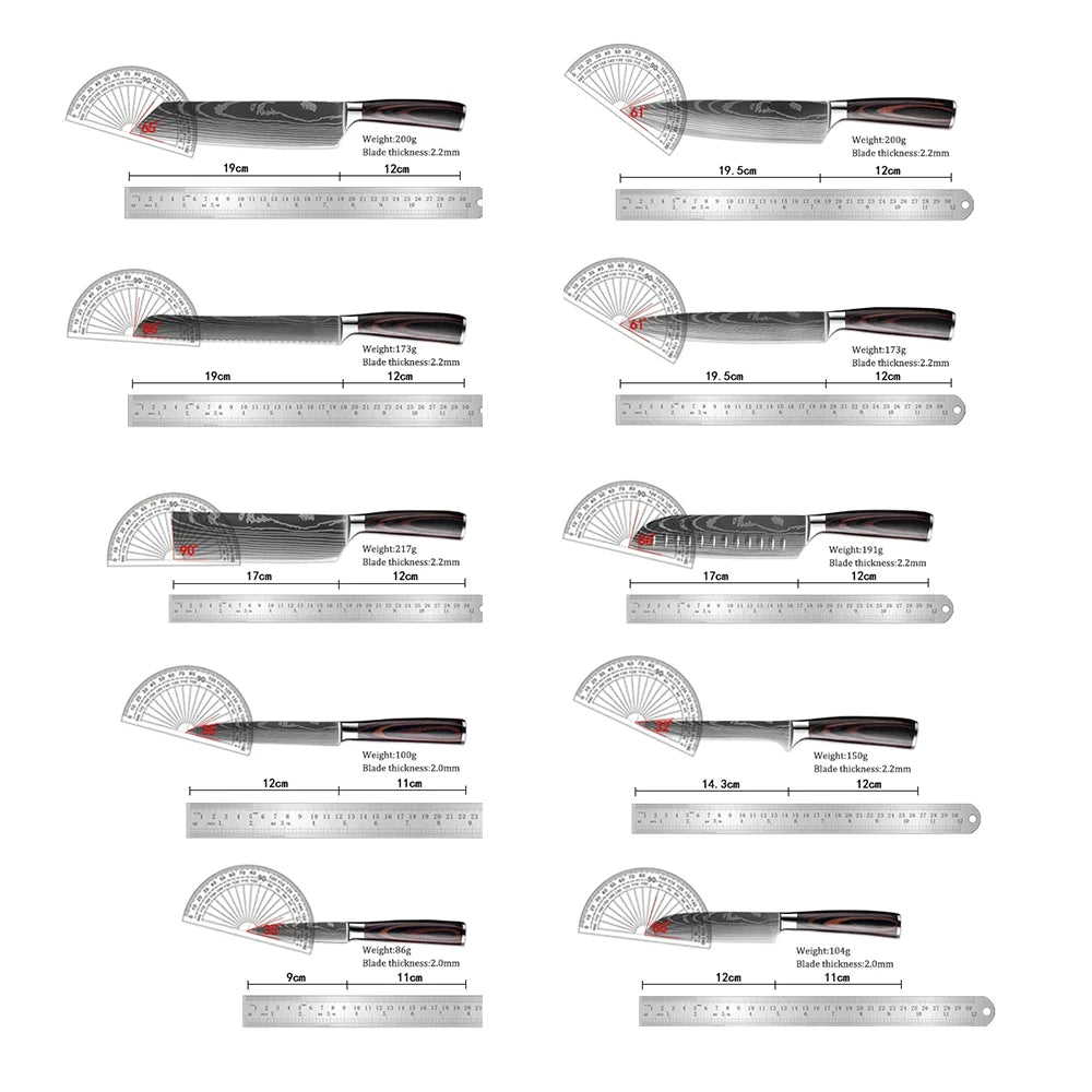 10-Piece Kitchen Knife Set – Laser Damascus Pattern