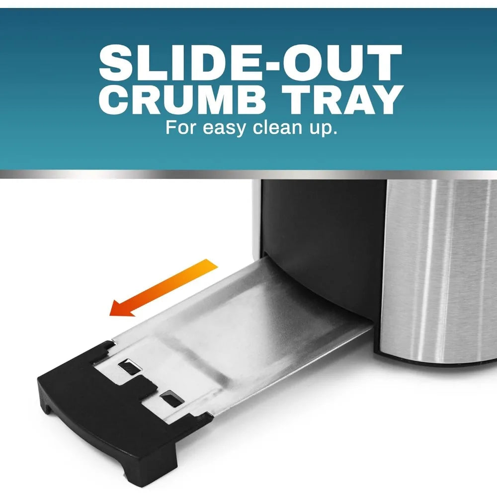 Long Slot 4-Slice Toaster – Countdown Timer, 6 Toast Settings, Warming Rack