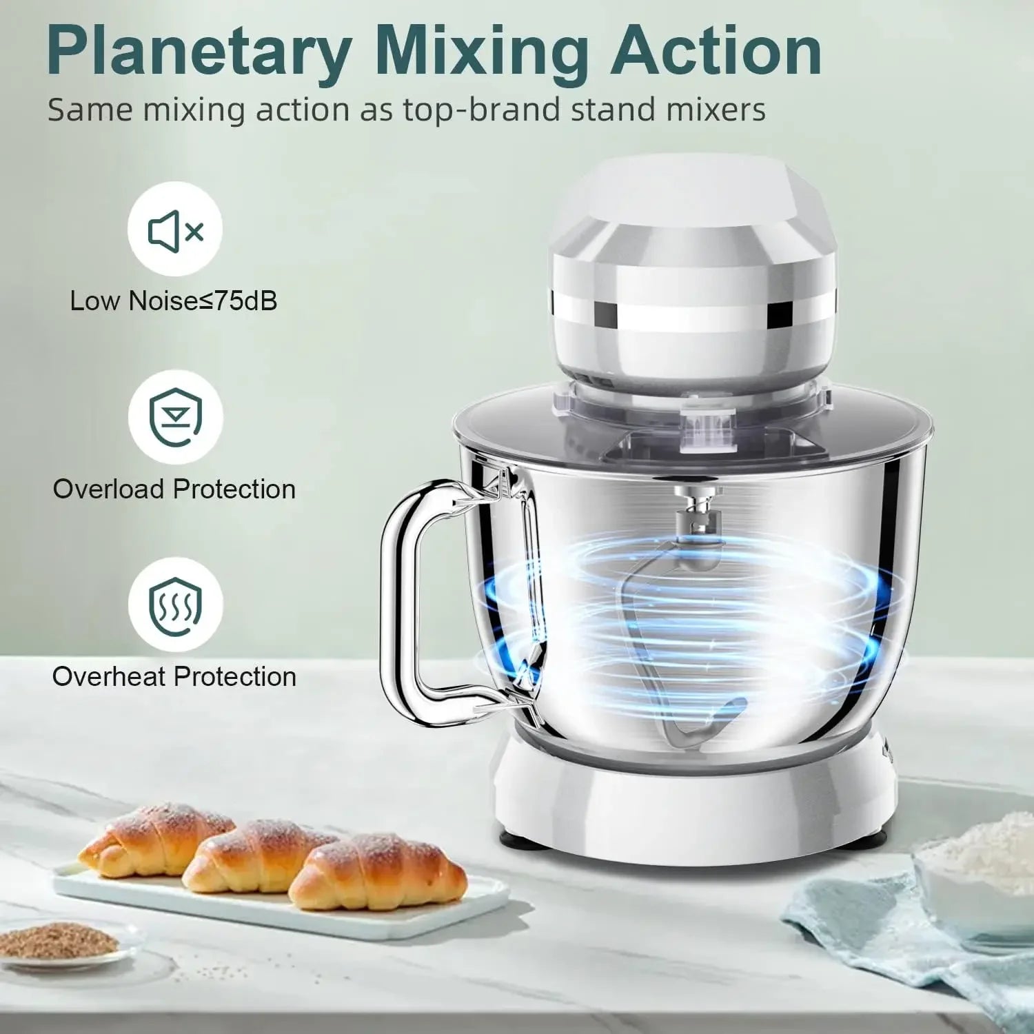 Electric Stand Mixer – 10+P Speeds, 6.5QT Stainless Steel Bowl