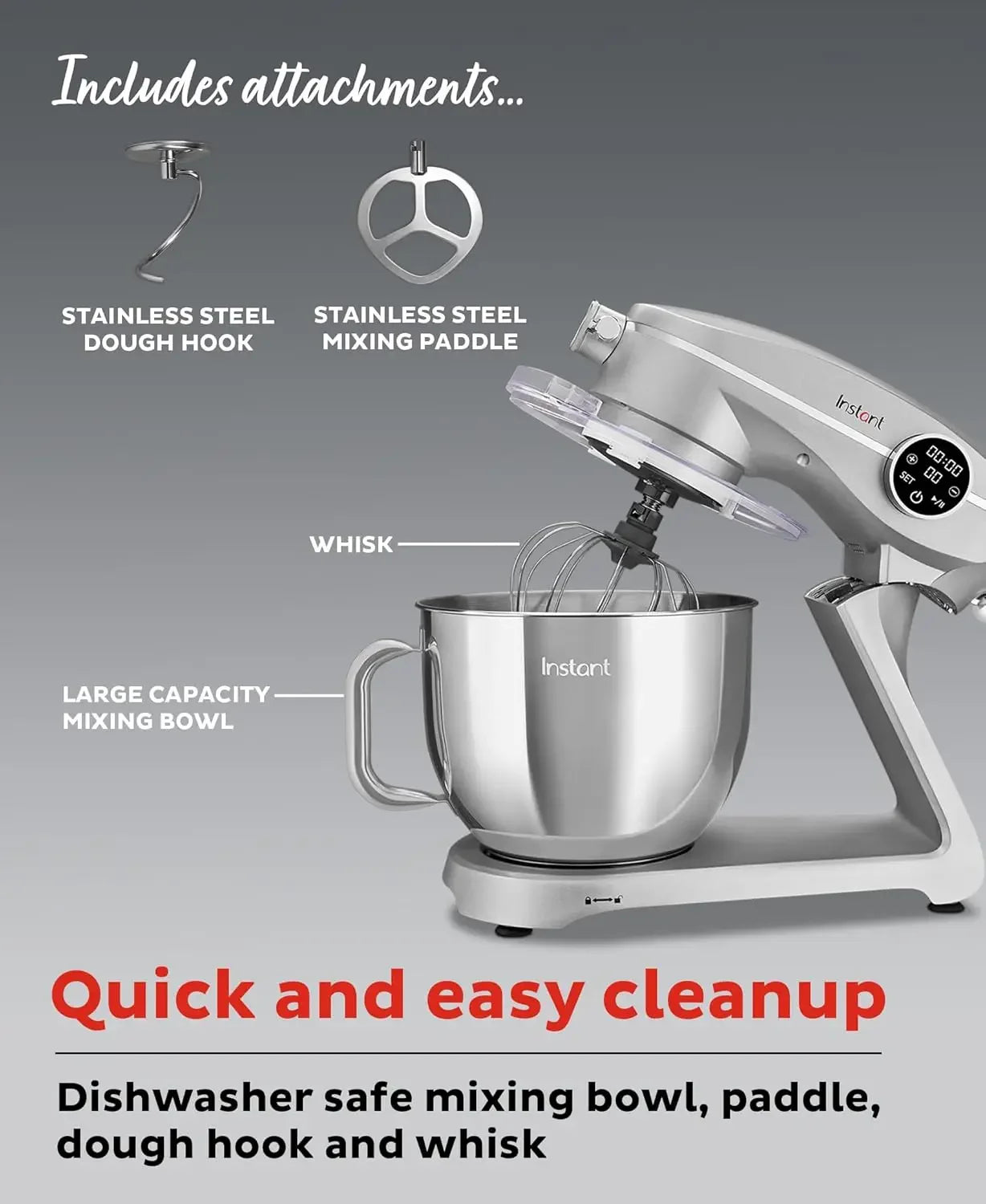 Stand Mixer Pro – 600W, 10-Speed Electric Mixer with Digital Interface