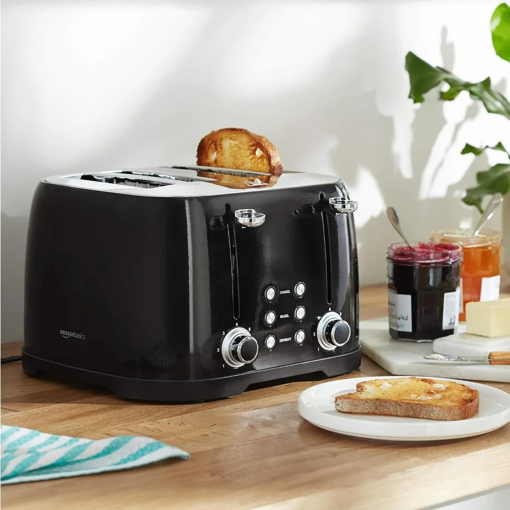 4-Slot Black Toaster – Bread Toast Machine for Kitchen & Home