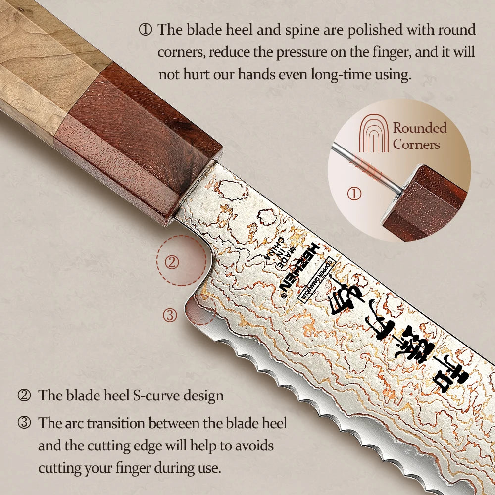 HEZHEN 37-Layer Damascus Steel Chef Knife Set