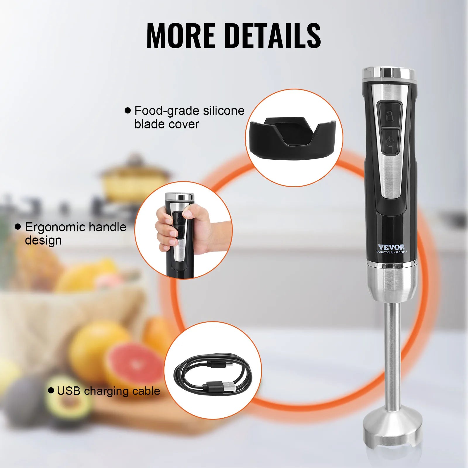 VEVOR 8-Speed Immersion Mini Blender