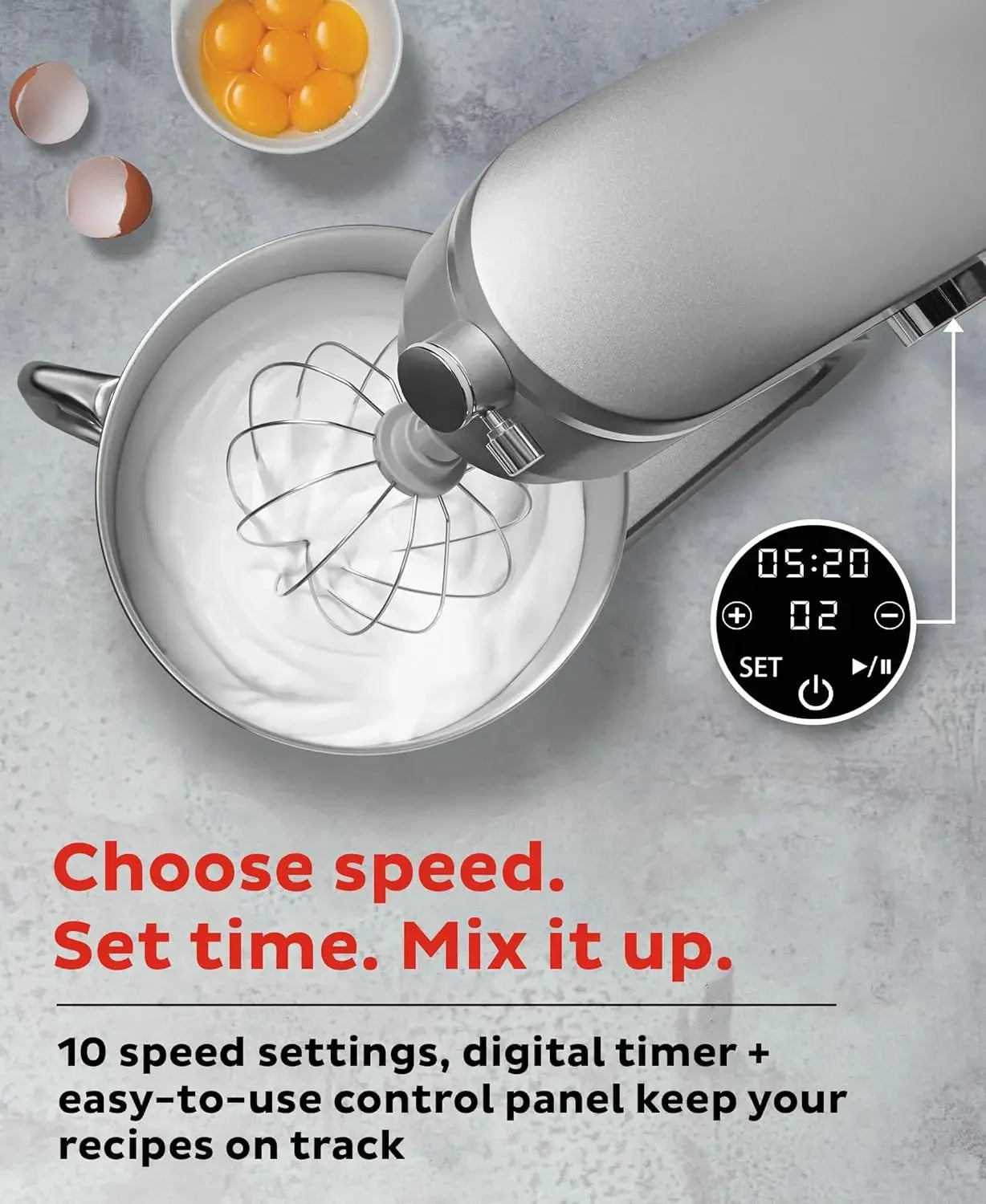 Stand Mixer Pro – 600W, 10-Speed Electric Mixer with Digital Interface
