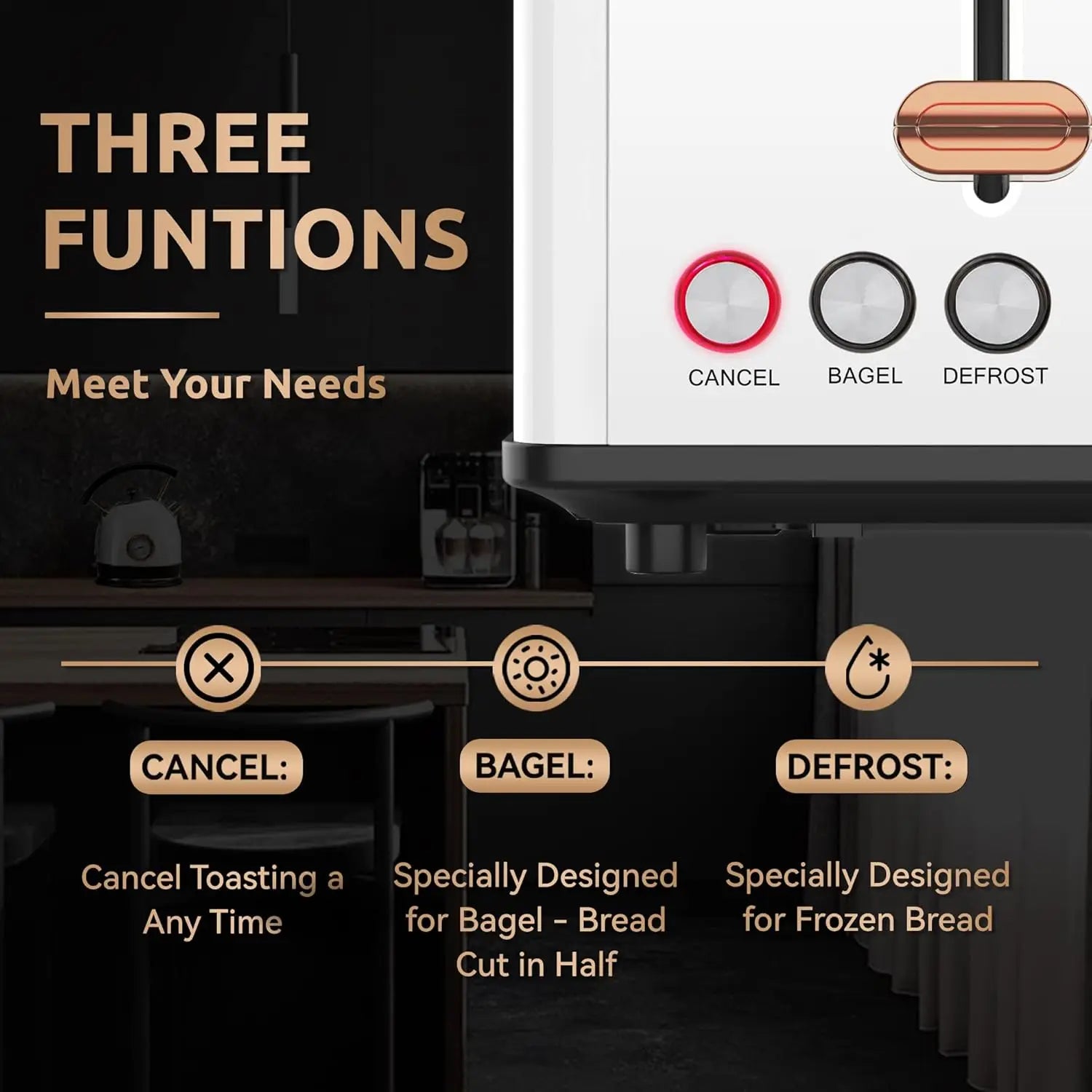 2 Long Wide Slots for Bagels, Waffles, Toast, 6 Browning Levels Toaster