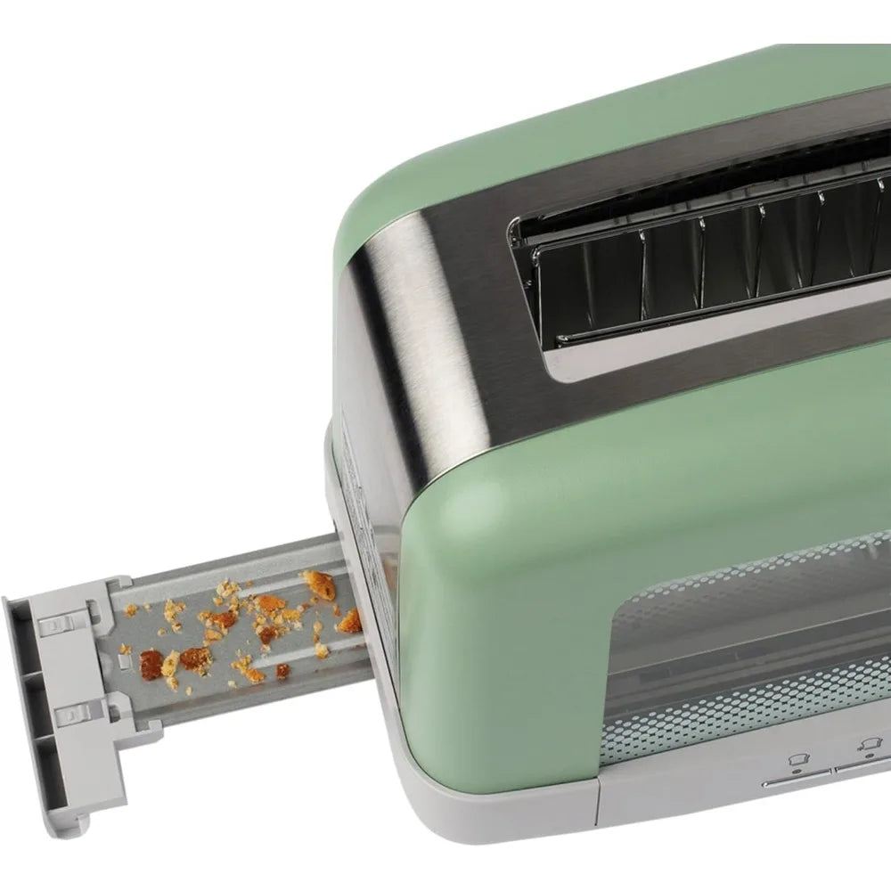 Pop-Up Toaster – 7 Heat Settings, Bagel Mode, Olive/Brushed Nickel Design