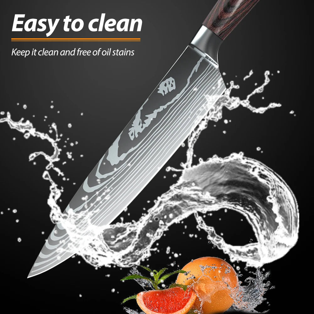 10-Piece Kitchen Knife Set – Laser Damascus Pattern