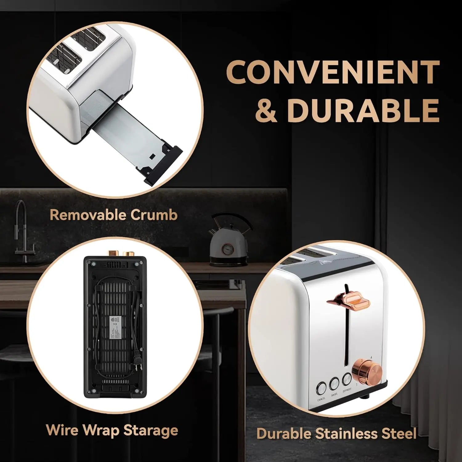 2 Long Wide Slots for Bagels, Waffles, Toast, 6 Browning Levels Toaster