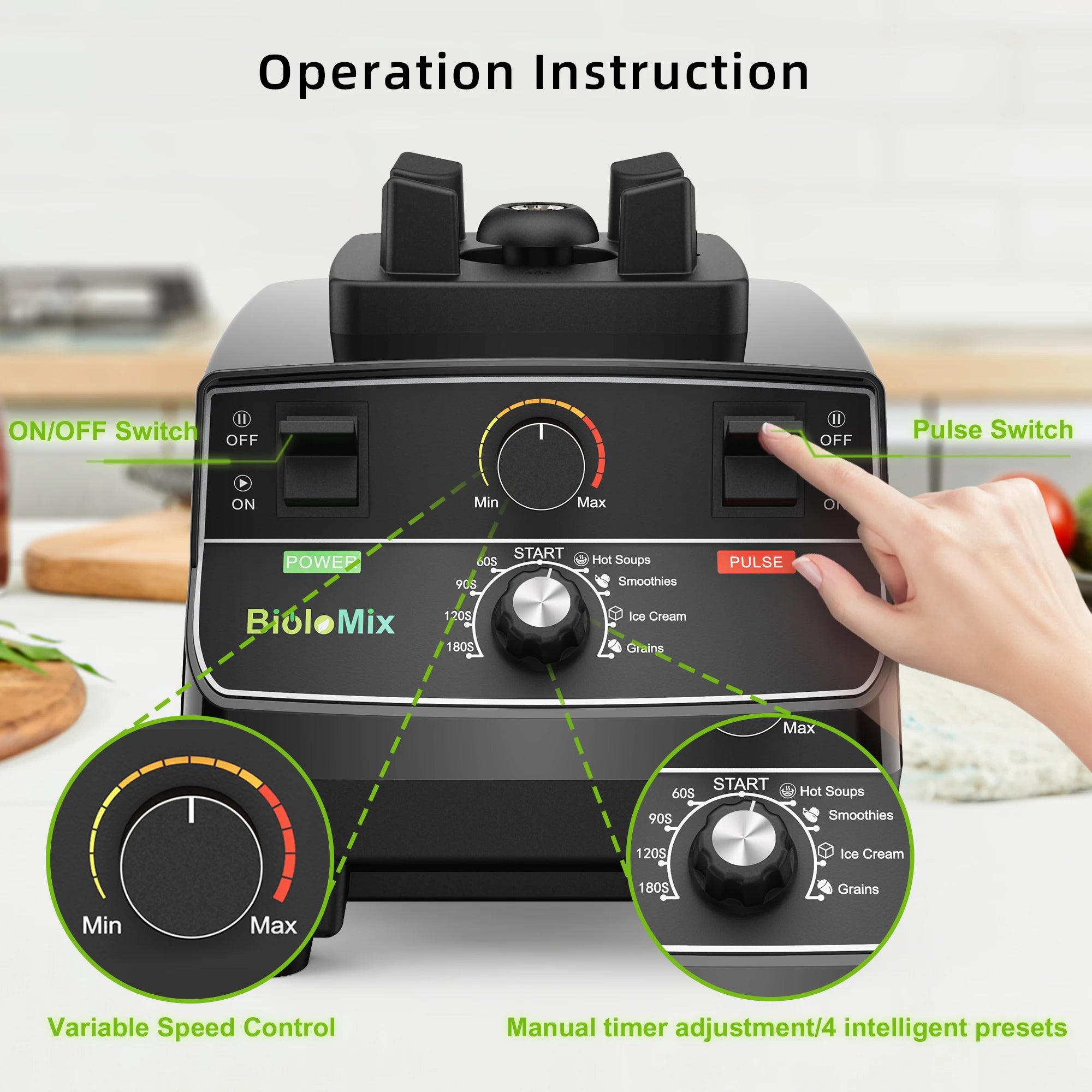 BioloMix 2200W Professional Smart Timer Blender