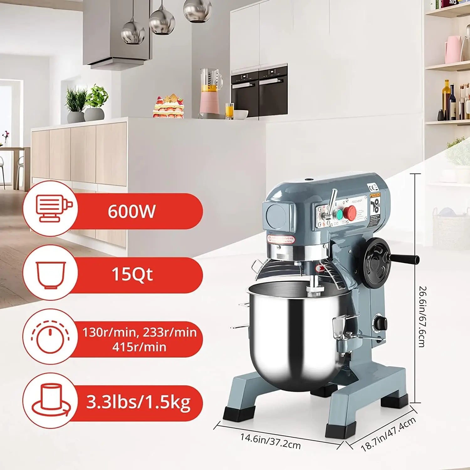 15QT Commercial Stand Mixer