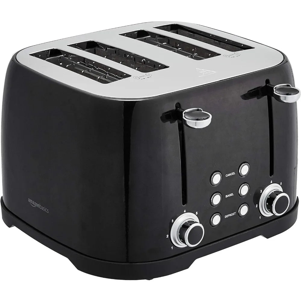 4-Slot Black Toaster – Bread Toast Machine for Kitchen & Home